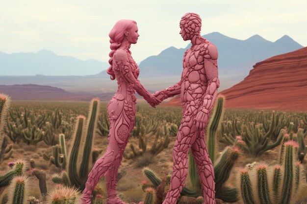 cactus with arms entwined like lovers