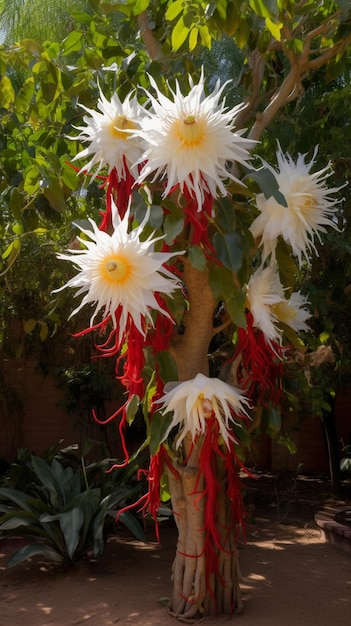 A cactus with a flower on it