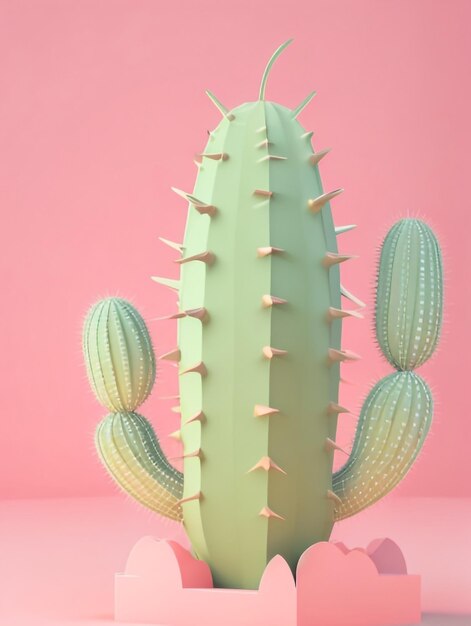 A cactus with a pink background and a pink background