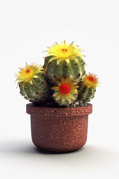 A cactus with a red flower on it