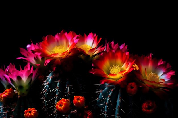 A cactus with a red and yellow flower