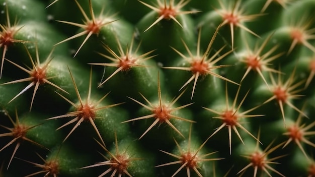 A cactus with sharp spines and a red center.