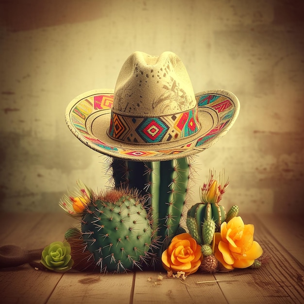 A cactus with a sombrero Festa junina