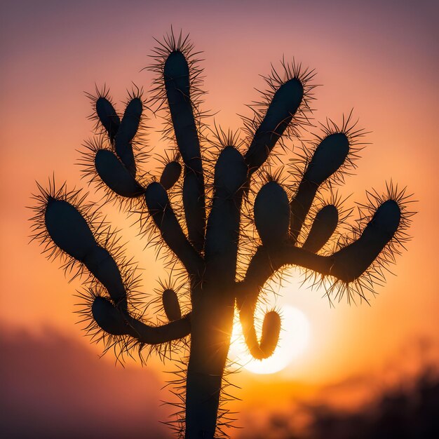 Foto un cactus con il sole dietro