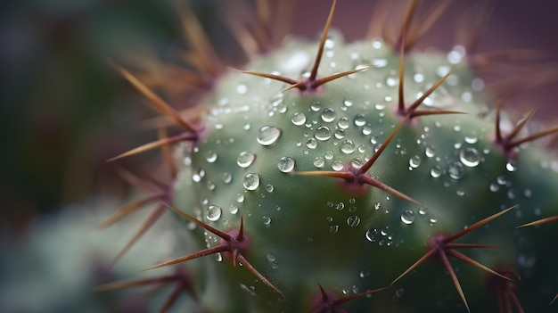 A cactus with water droplets on it