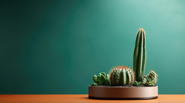 Foto cactusboom in pot op donkere groene achtergrond