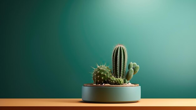 Foto cactusboom in pot op donkere groene achtergrond