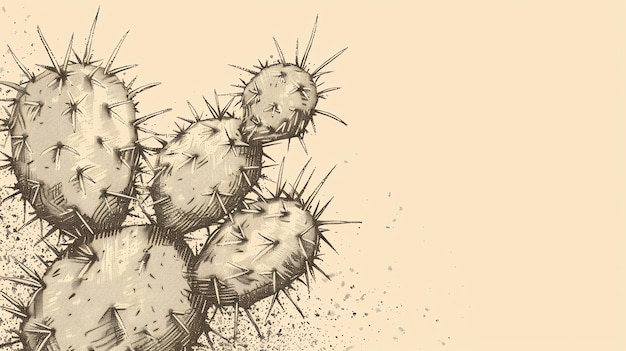 Foto cactusgravure vintage illustratie van een cactus gedetailleerd met de hand getekend kunstwerk