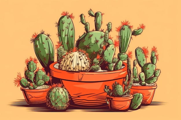 Cactusplant in een sierpot