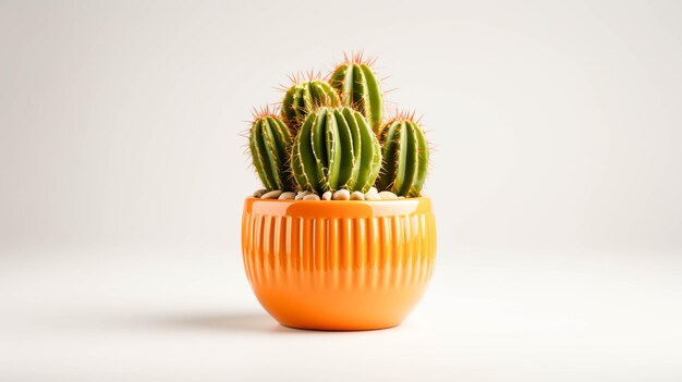 Cactusplant op een pot op witte achtergrond