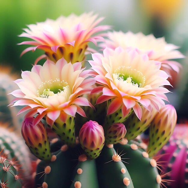 Foto cactusplanten in de woestijn tussen zand en rotsen realistisch