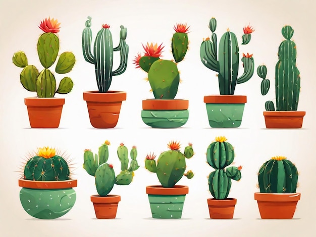 Cactussen in potten