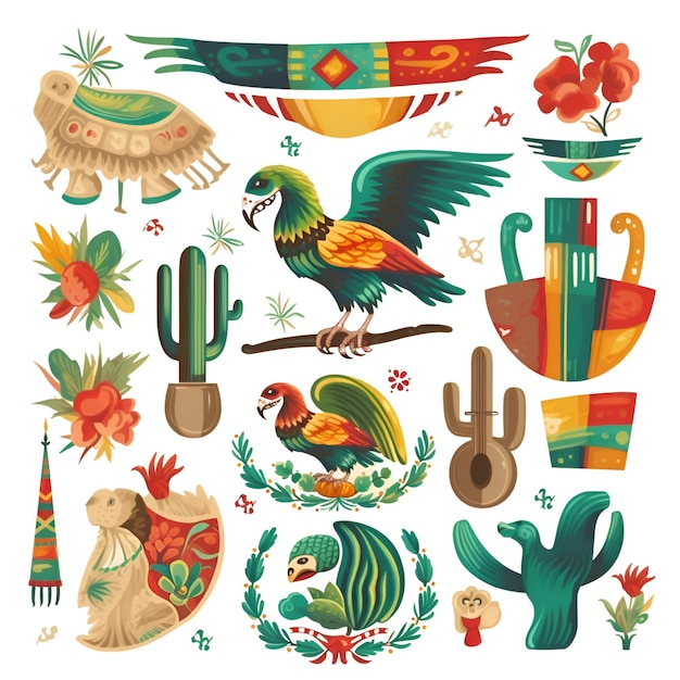 Cactussen vogels en cactussen Kleurrijke cartoon vectorillustratie