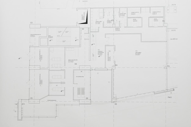 CAD-papier tekening ontwerp architectuur concept