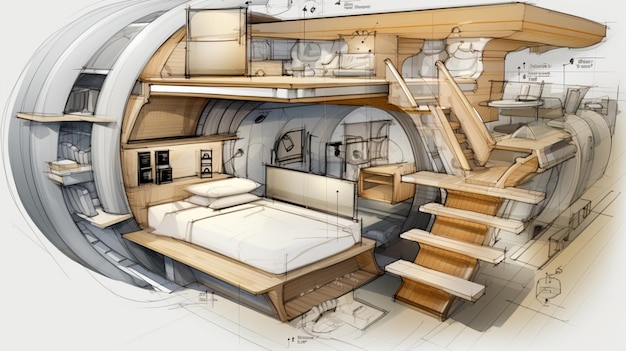 CAD tekening slaapontwerp technisch plan