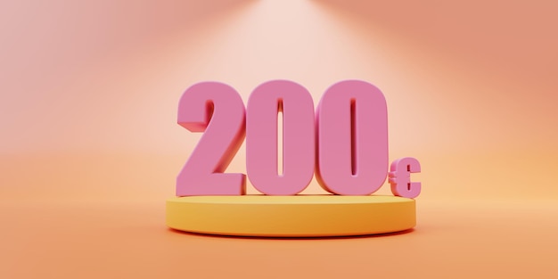 Foto cadeaubon 200 dollar kaartsjabloon zakelijke promo oranje winkel waarde check coupon 3d render