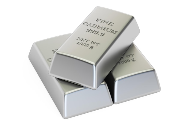 cadmium ingots closeup 3D rendering