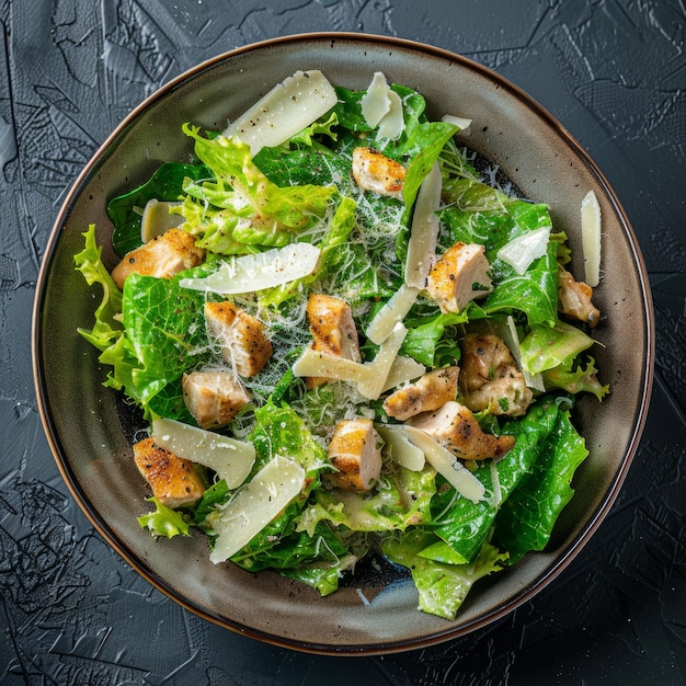 Caesar Salad Groene sla Salad met kip en parmesan kaas Caesar Salad Copy Space