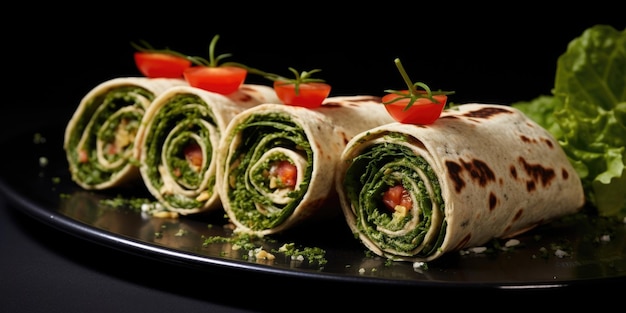 The Caesar Wraps presentation is completed by a sprinkle of fragrant herbs infusing the dish with an aromatic twist that sparks anticipation for the first bite