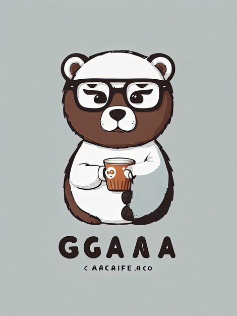 Foto logo del cafe oso bear con gafas