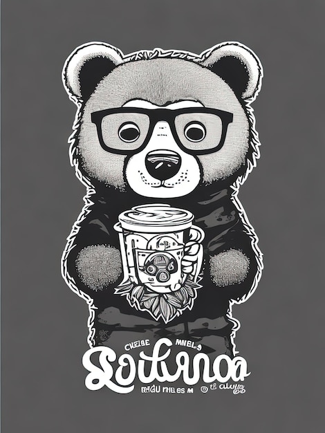 Photo cafe bear oso con gafas logo