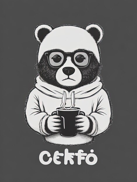 Foto logo del cafe oso bear con gafas