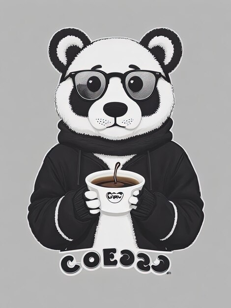 Foto logo del cafe oso bear con gafas