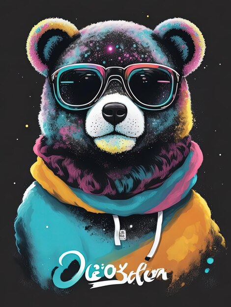 Foto logo del cafe oso bear con gafas