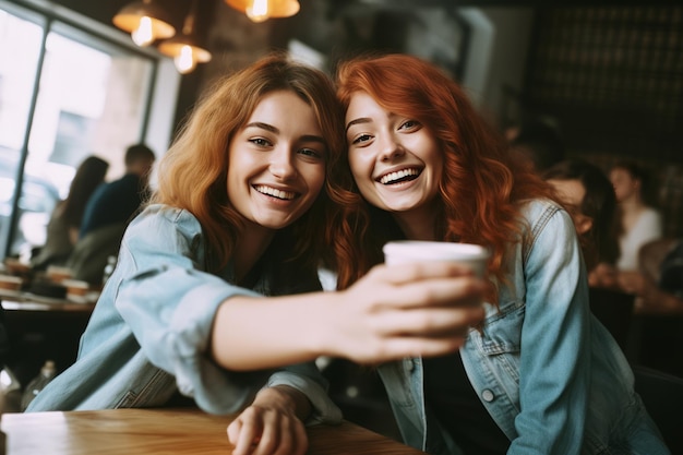 Cafe Clicks Joyful Besties Capture Perfect Moment with Selfie Camera in 32 Aspect Ratio