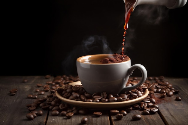 cafe drink aroma cup breakfast morning brown bean mug espresso generative ai