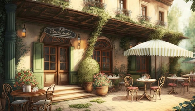 A cafe in a french town