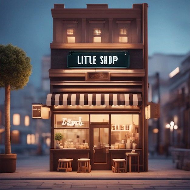 Photo cafe little shop icon isolated minimal cute store building concept wallpaper