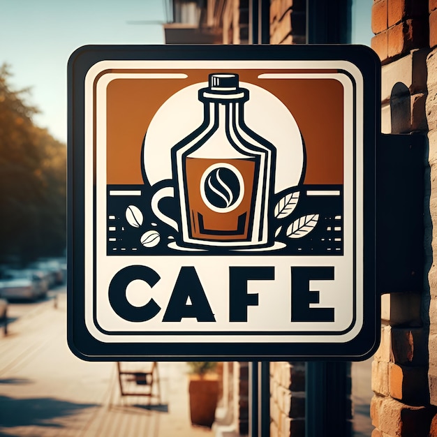 Photo cafe logo with bottle