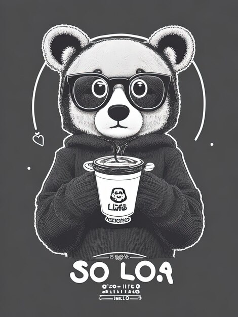 Foto cafe oso bear con gafas logo