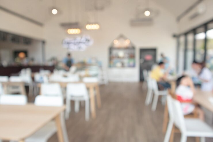 Photo 背景のカフェレストランのインテリアぼかし