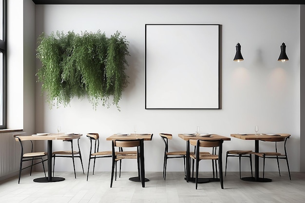 Cafe or Restaurant Mockup with blank white space with blank space for placing your design