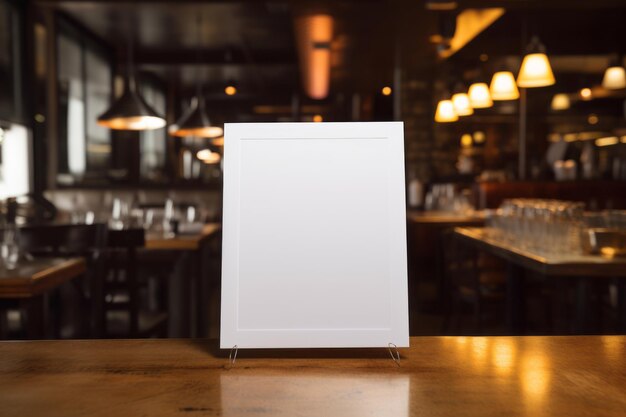 Cafeteria Elegance Captivating Mockup of Menu Stand with Acrylic Tent Card Paper in a Bar Restauran