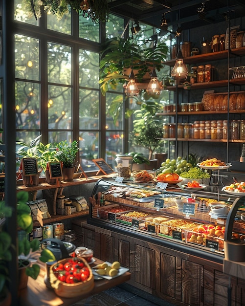 A Cafeteria With Snack Bar Various Background