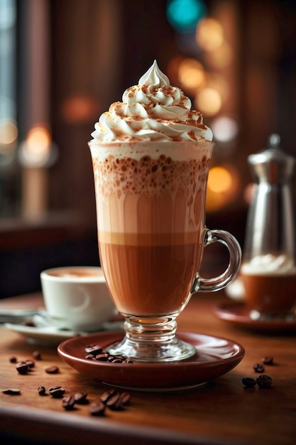 Caffee latte with whipped cream