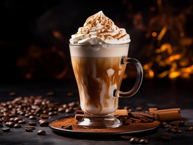 Caffee latte with whipped cream