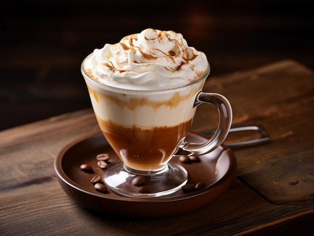 Caffee latte with whipped cream