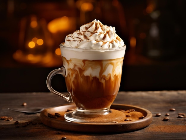 Caffee latte with whipped cream