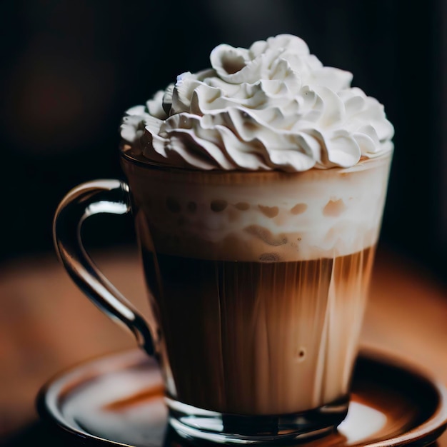 Caffee latte with whipped cream