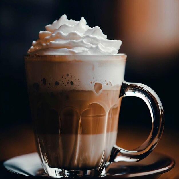 Caffee latte with whipped cream