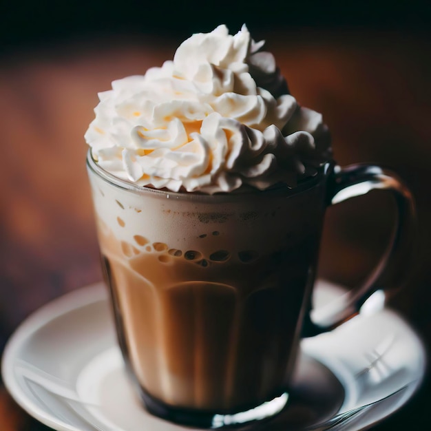 Caffee latte with whipped cream