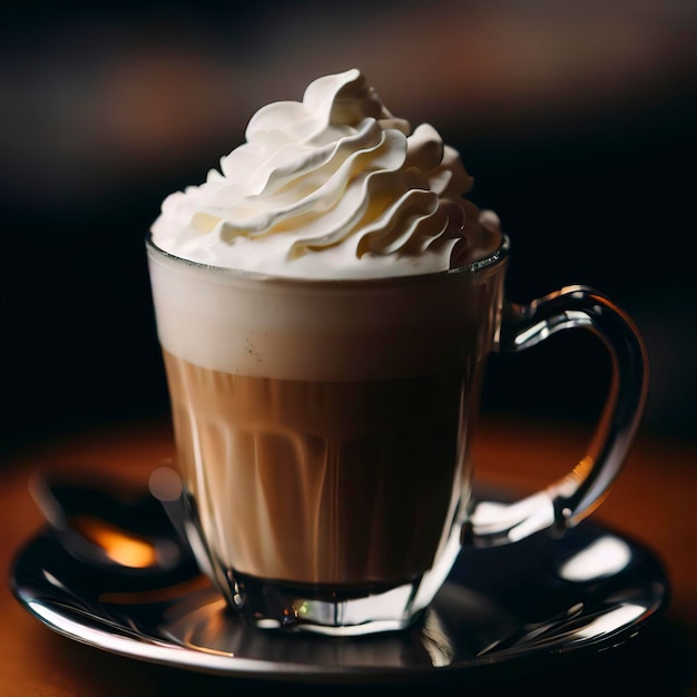 Caffee latte with whipped cream