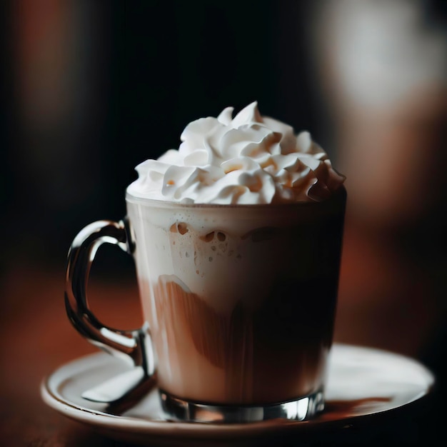 Caffee latte with whipped cream