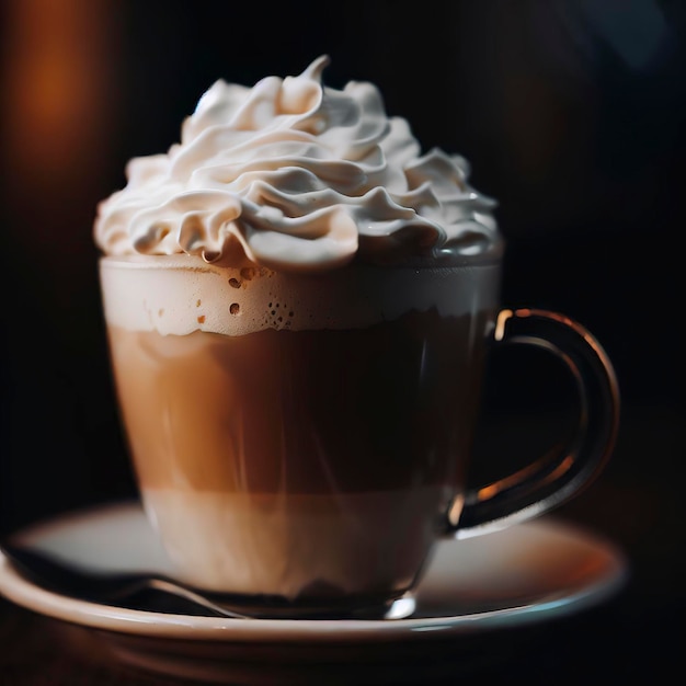 Caffee latte with whipped cream