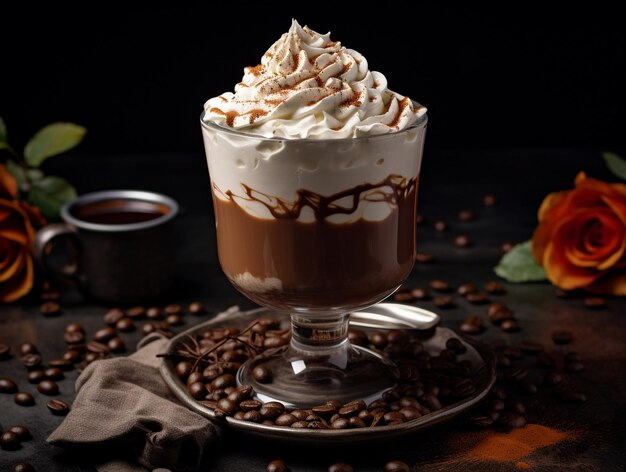 Caffee latte with whipped cream