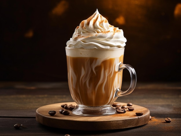 Caffee latte with whipped cream